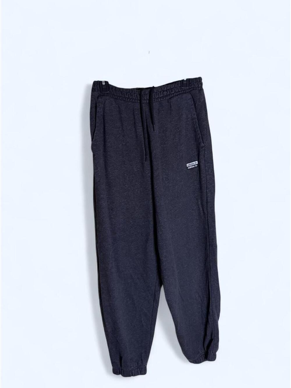 Dark grey Adidas sweatpants with drawstring waistband and pockets adidas